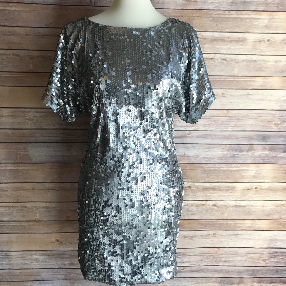 Silver sequin dress